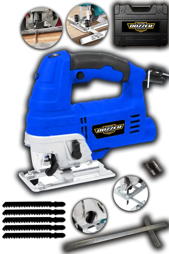 Dozzer Alman 1200 Watt Bakır Sargılı 6 Kademe Devir Ayarlı Lazerli Dekupaj Testere Makinesi +5 Bıçak ürün görseli 1