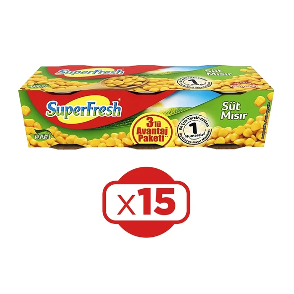 SuperFresh Mısır Konserve 3x200 gr x 15 Paket ürün görseli 1