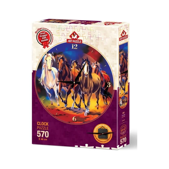 Art Puzzle Yılkı Atları 570 Parça Saat Puzzle ürün görseli 1