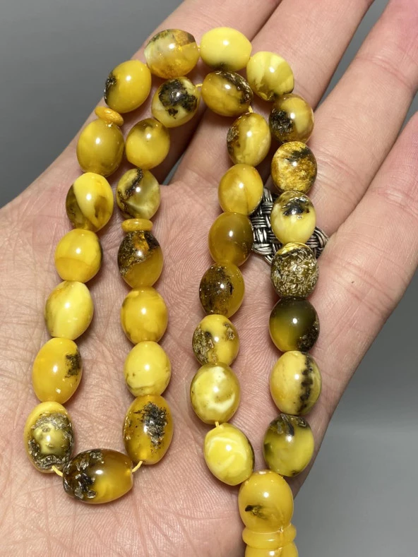 Doğal Kaya Damla Kehribar Tesbih 33lük 19,90 Gram ürün görseli 1