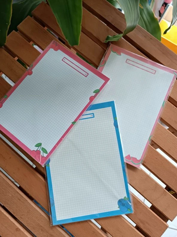 3lü Meyveli A5 Boy Notepad Memopad Check List Not Defteri Bloknot ürün görseli 1