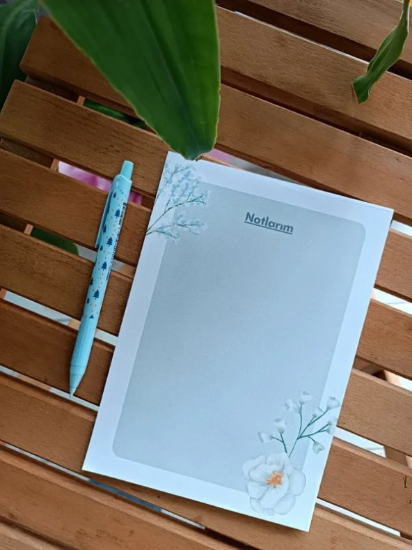 Beyaz Çiçek  A5 Boy Notepad Memopad Check List Not Defteri Bloknot ürün görseli 1