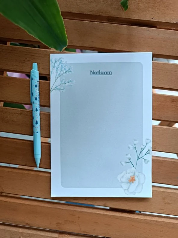Beyaz Çiçek  A5 Boy Notepad Memopad Check List Not Defteri Bloknot - Resim 3