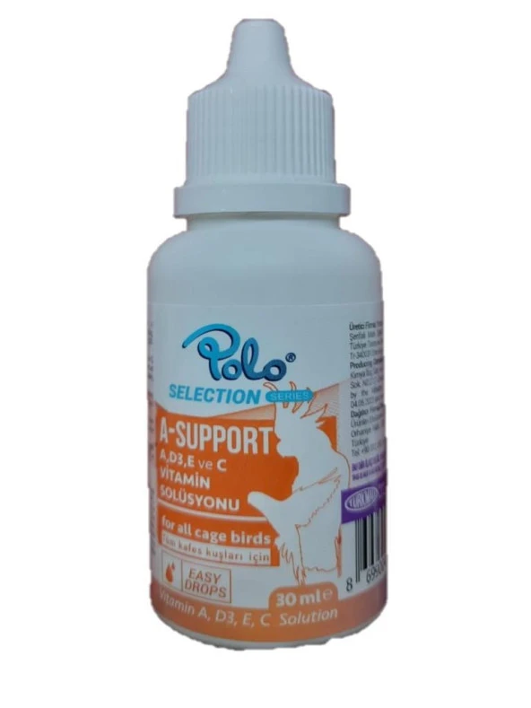 Polo A-Support (A,D3,E Ve C Vitamin Solüsyonu) Kuş Multi Vitamini 30ml ürün görseli 1