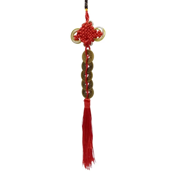 Çin Feng Shui Şans ve Bereket Düğüm Beşli Para 35 cm ürün görseli 1