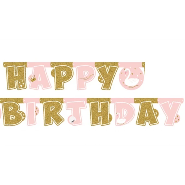 Kuğu Temalı Happy Bırthday Banner ürün görseli 1