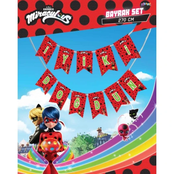 Miraculous Super Heroez İyi Ki Doğdun Uzar Yazı Banner ürün görseli 1