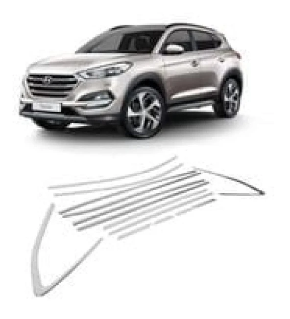 Hyundai Tucson Uyumlu Cam Çerçevesi 2016-2020 Paslanmaz Çelik Parça ürün görseli 1