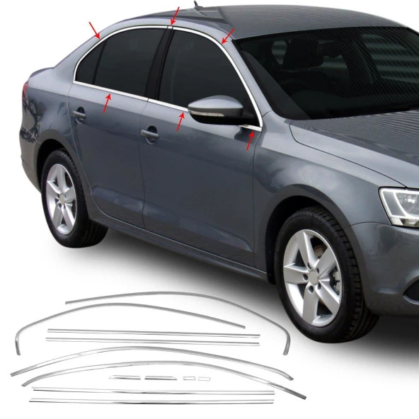 Volkswagen Jetta Uyumlu Cam Çerçevesi 2014-2018 Paslanmaz Çelik Parça ürün görseli 1