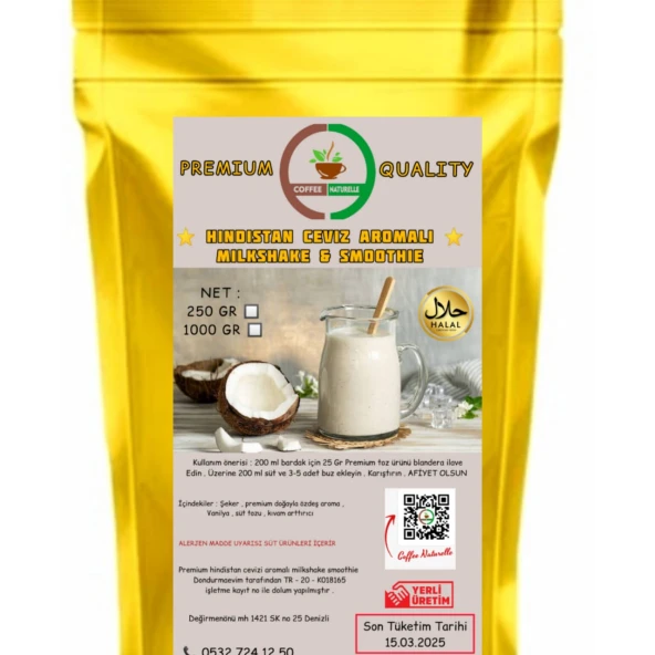 Hindistan Cevizi Aromalı Milkshake & smoothıe & Frappe 1000 gr ürün görseli 1