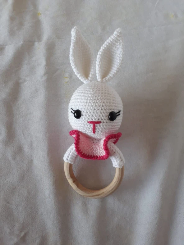 Şirin Tavşan Çıngırak Amigurumi Organik Oyuncak ürün görseli 1