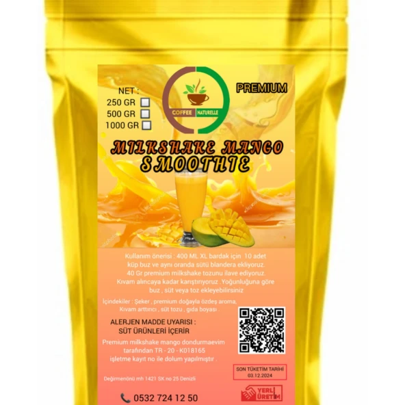 Mango Aromalı Milkshake & smoothie & Frappe 1 kg ürün görseli 1