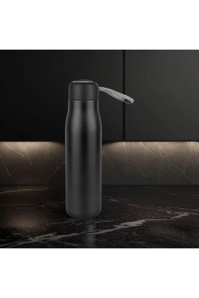 Paslanmaz Çelik 600 Ml Termos Mug Taşıma İpli SIcak ve Soğuk Muhafazalı Mug Kamp Piknik Spor ürün görseli 1