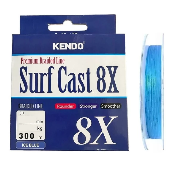 Kendo Surf Cast 8X Fighting 300mt Örgü İp Misina (ICE BLUE) ürün görseli 1