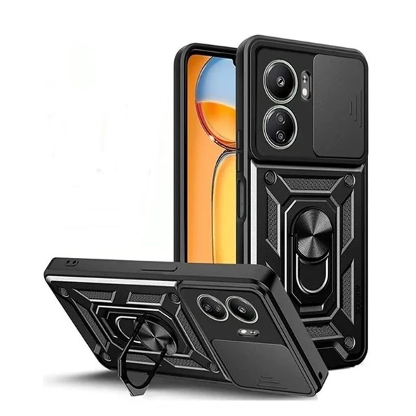 Gpack Xiaomi Poco C65 Kılıf Tank Aramid Sürgülü Vega YüzüklüNano ürün görseli 1