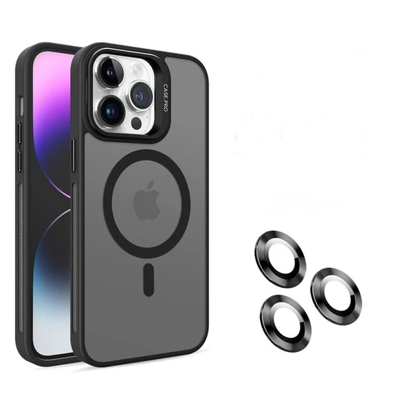 Gpack Apple iPhone 15 Pro Kılıf Magsafeli Standlı Sert Mika  Lens Koruyucu ürün görseli 1