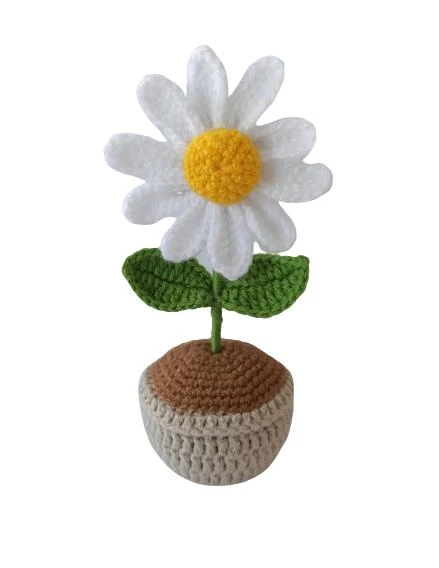 Saksıda Papatya Amigurumi Organik Oyuncak ürün görseli 1