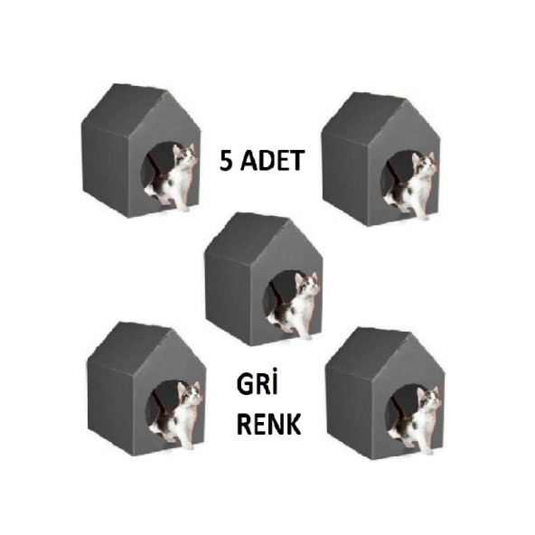 5 ADET Gri Kedi Köpek Evi Kulübesi Yuvası Plastik Demonte Taşınabilir ürün görseli 1