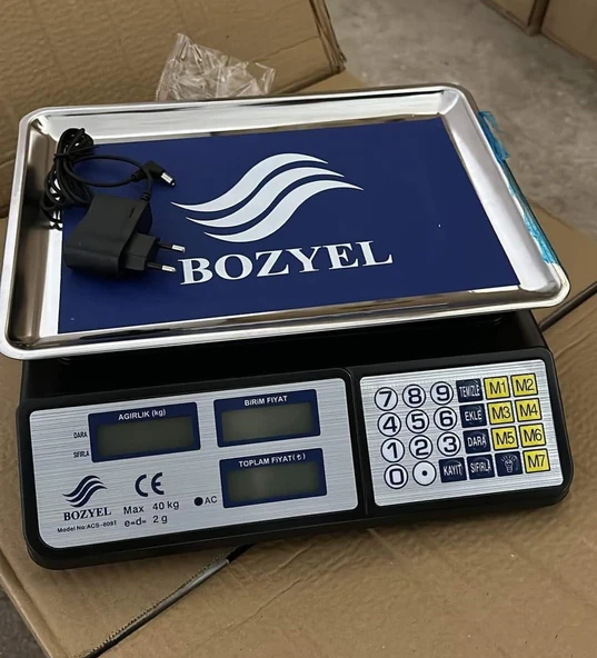 40 KG-FİYAT HESAPLI-2 YIL GARANTİLİ-KIRILMAZ TABAN-ŞARJLI TERAZİ-YENİ MODEL ürün görseli 1