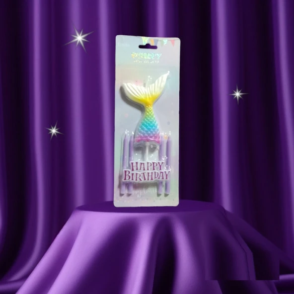 VIP FULL SET RENKLİ DENİZ KIZI TEMALI PASTA MUMU DENİZ KIZI PASTA MUMU DENİZ KIZI DOĞUM GÜNÜ MUMU ürün görseli 1