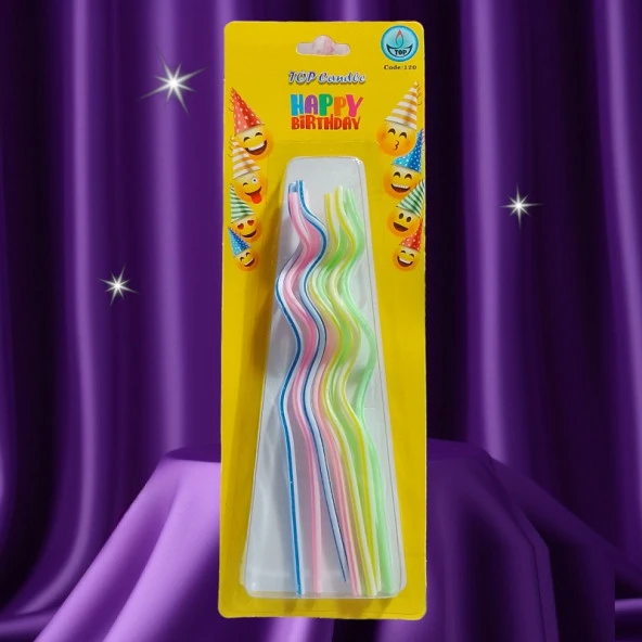 RENKLİ SPİRAL PASTA MUMU 8 ADET RENKLİ SPİRAL DOĞUM GÜNÜ MUMU MULTİ COLOR SPİRAL BIRTHDAY CANDLE ürün görseli 1