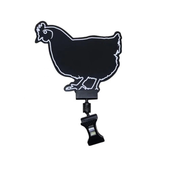 Mini Mandallı Siyah PVC Yaz-Sil Tavuk Figürlü Şarküteri Fiyat Etiketi 5,5x10,5 cm 10'lu Pk ürün görseli 1