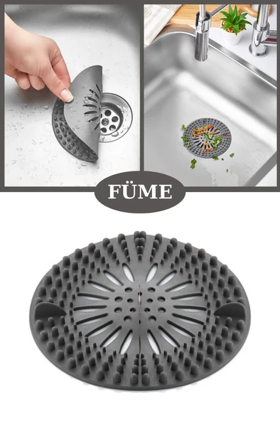 Flosoft Süzgeçli Lavabo Banyo Küvet Tıkacı, Yuvarlak Evye Küvet Banyo Gider Kapağı Füme ürün görseli 1