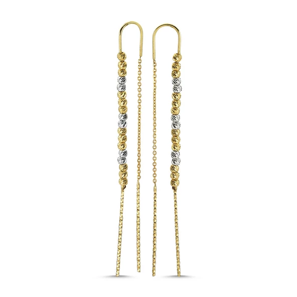Dorikalı Altın Küpe 14K Sarı ve Beyaz Gold ürün görseli 1