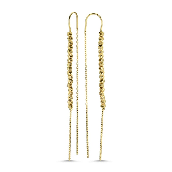 Dorikalı Altın Küpe 14K Sarı Gold 7,0 cm ürün görseli 1
