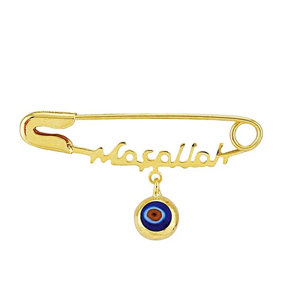 Maşallah Altın Çengel İğne Göz Boncuklu Unisex ürün görseli 1