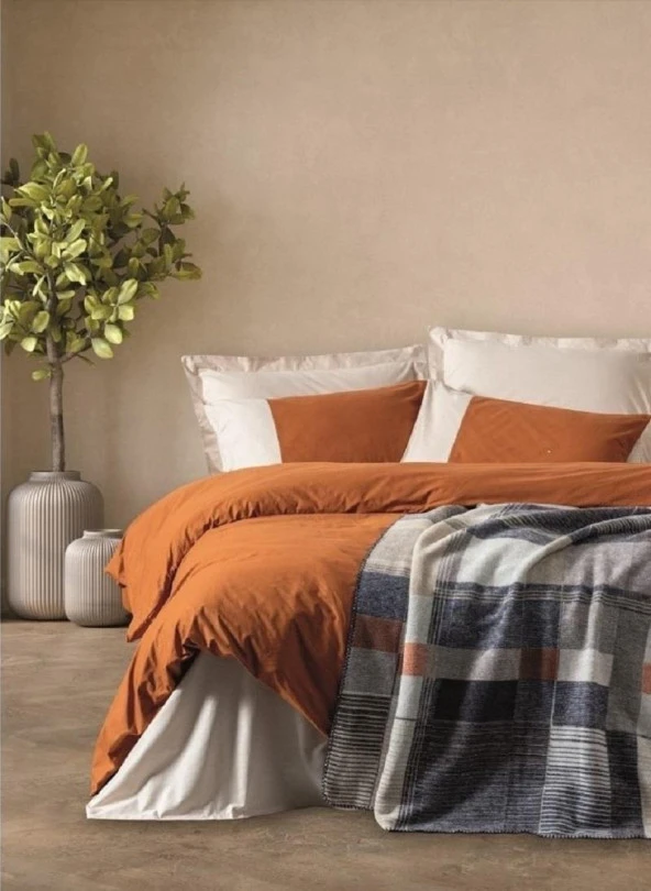 Cotton Box Comfy, Battaniyeli Çift Kişilik Nevresim Takımı Clement Tarçın ürün görseli 1