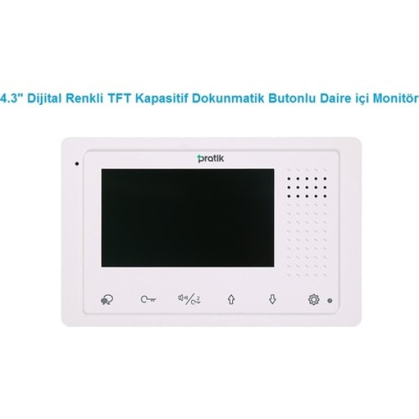 Kalite Pratik Kart 4.3" Dijital Renkli Tft Kapasitif Dokunmatik Butonlu Daire İçi Monitör ürün görseli 1