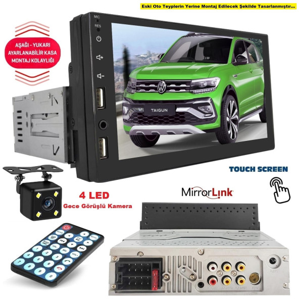 7 Inç Dokunmatik Double Teyp + 4 LED Gece Görüş Geri Vites Ikisi Bir Arada ürün görseli 1