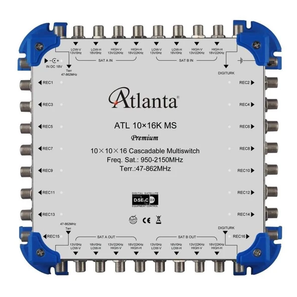 Atlanta 10/16 10x16 Santral Merkezi Sistem Multiswitch ( Geçişli Kaskatlı ) ürün görseli 1
