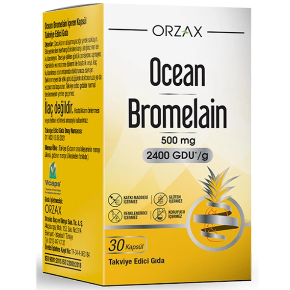 Ocean Bromelain 500 Mg Takviye Edici Gıda 30 Kapsül ürün görseli 1