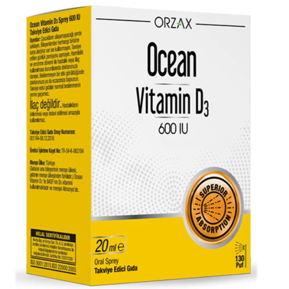 Ocean Vitamin D3 600 IU Sprey 20 ml ürün görseli 1