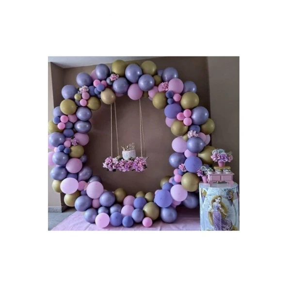 Retro Lavanta Zeytin Yeşili Pembe Balon Zincir Seti ürün görseli 1