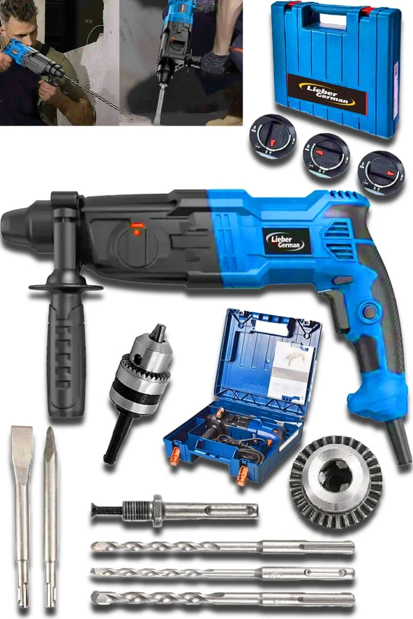 Lieber German Gbh-30 Bakır Sargılı 1500Watt 30Mm 7 Joule Kablolu Darbeli Kırıcı Delici Matkap ürün görseli 1