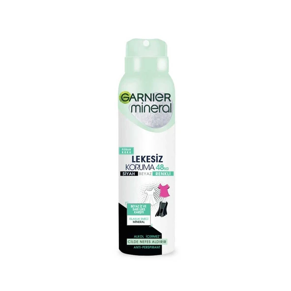 Garnier Mineral Lekesiz Koruma 48sa Siyah Beyaz Renkli Ferah Koku Deodorant 150ml ürün görseli 1