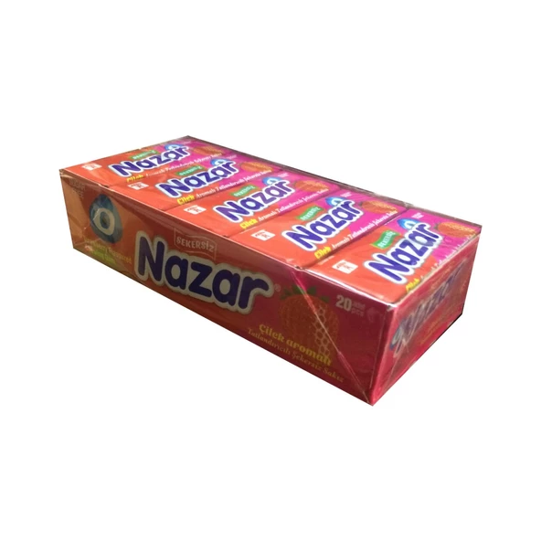 Nazar 5'li Çilek Aromalı Sakız 20 Adet ürün görseli 1