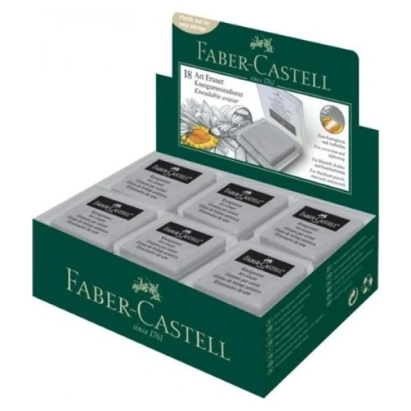 Faber-Castell Plastik Kutulu Gri Hamur Silgi 18li ürün görseli 1