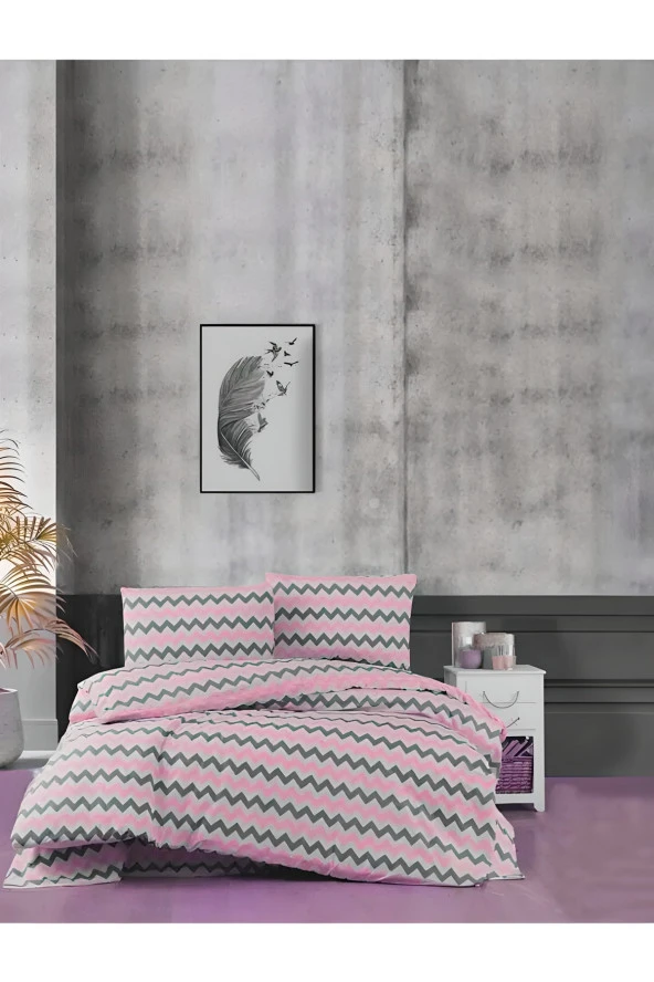 Lotusline Home Zigzag Desen Pamuklu Çift Kişilik Nevresim Takımı - Seti ürün görseli 1