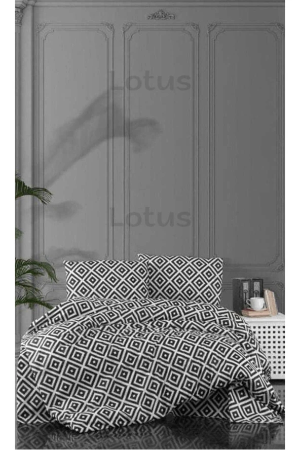 Lotusline Diagonal Çift Kişilik Pamuklu Nevresim Takımı - Seti ürün görseli 1