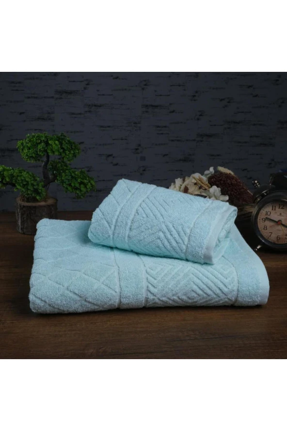 Lotusline | 50x90 + 100x150 Cm | Piramit | %100 Pamuk | 6 renk | 2'li | Banyo Havlusu Seti ürün görseli 1