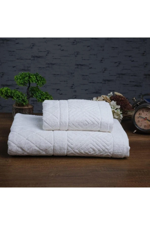 Lotusline | 50x90 + 100x150 Cm | Piramit | %100 Pamuk | 6 renk | 2'li | Banyo Havlusu Seti ürün görseli 1