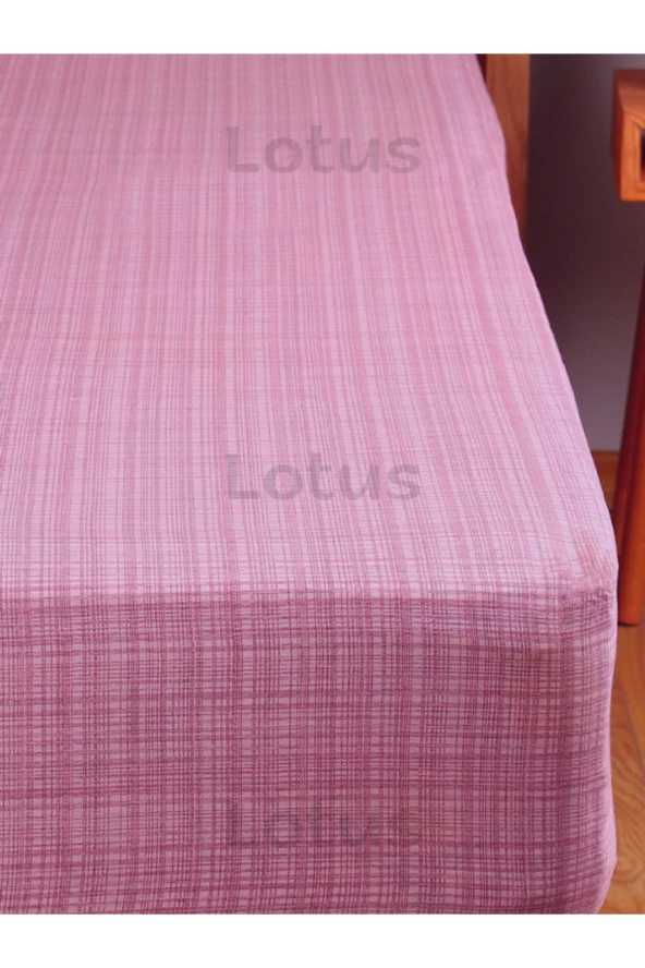 Lotusline Fırça Desen Ranforce Lastikli Fitted Çarşaf Takımı Tek Kişilik Yastıklı Mürdüm 120x200 ürün görseli 1