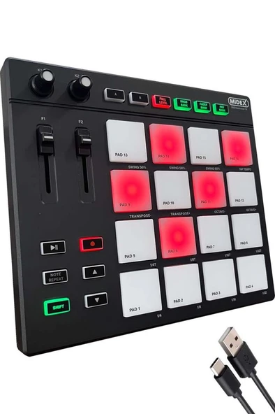 Midex Pad Controller-16 Launchpad Midi Pad Controller (48 Adet Pad Bankası) - Resim 4