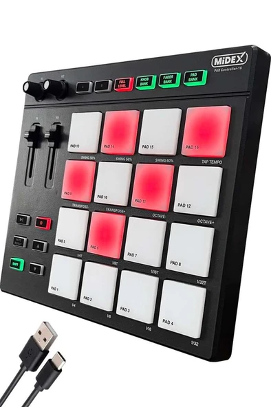 Midex Pad Controller-16 Launchpad Midi Pad Controller (48 Adet Pad Bankası) - Resim 5