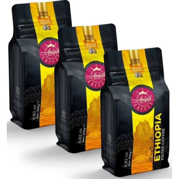 Anisah Coffee  Etiyopya Filtre Kahve Çekirdek 3 x 250 gr ürün görseli 1