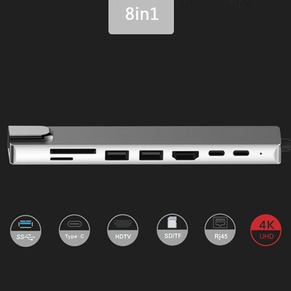 8 Port bir arada multifunction adaptör  dönüştürücü çok işlevli adaptör - Resim 4